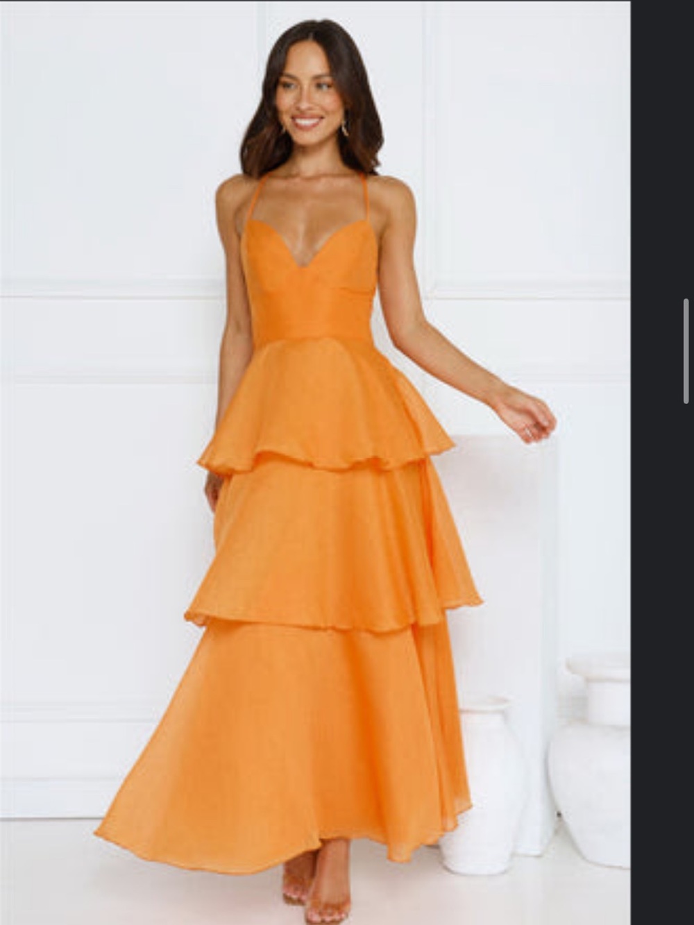 Wedding Guest Orange Maxi Dress | Hello Molly Formal Gown Sunset Waltz size L
